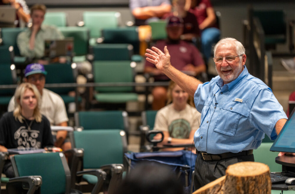 David Reed, Ph.D., Department of Horticulture senior professor and associate dean for graduate programs and faculty development in the College of Agriculture and Life Sciences, lectures on Thursday, Apr 18, 2024, in College Station, Texas Michael Miller, Texas A&M AgriLife